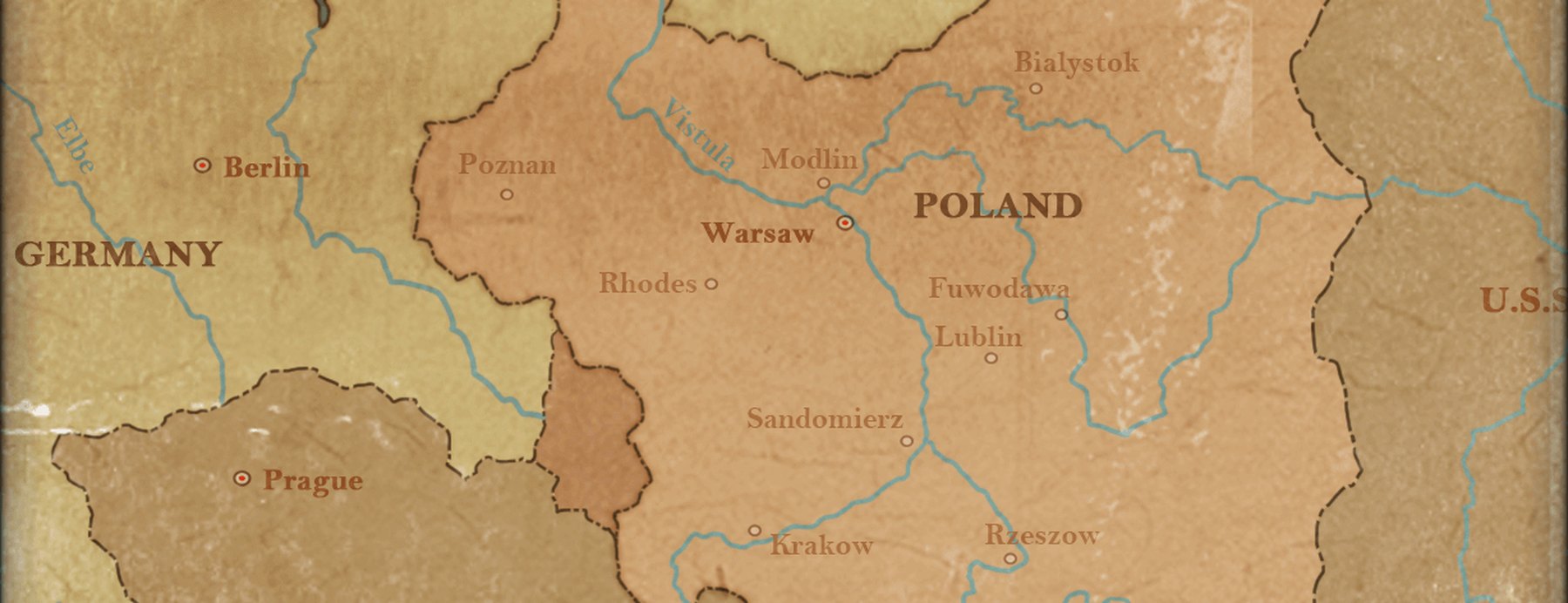 World at Risk campaign map — the Poland theater on aged paper