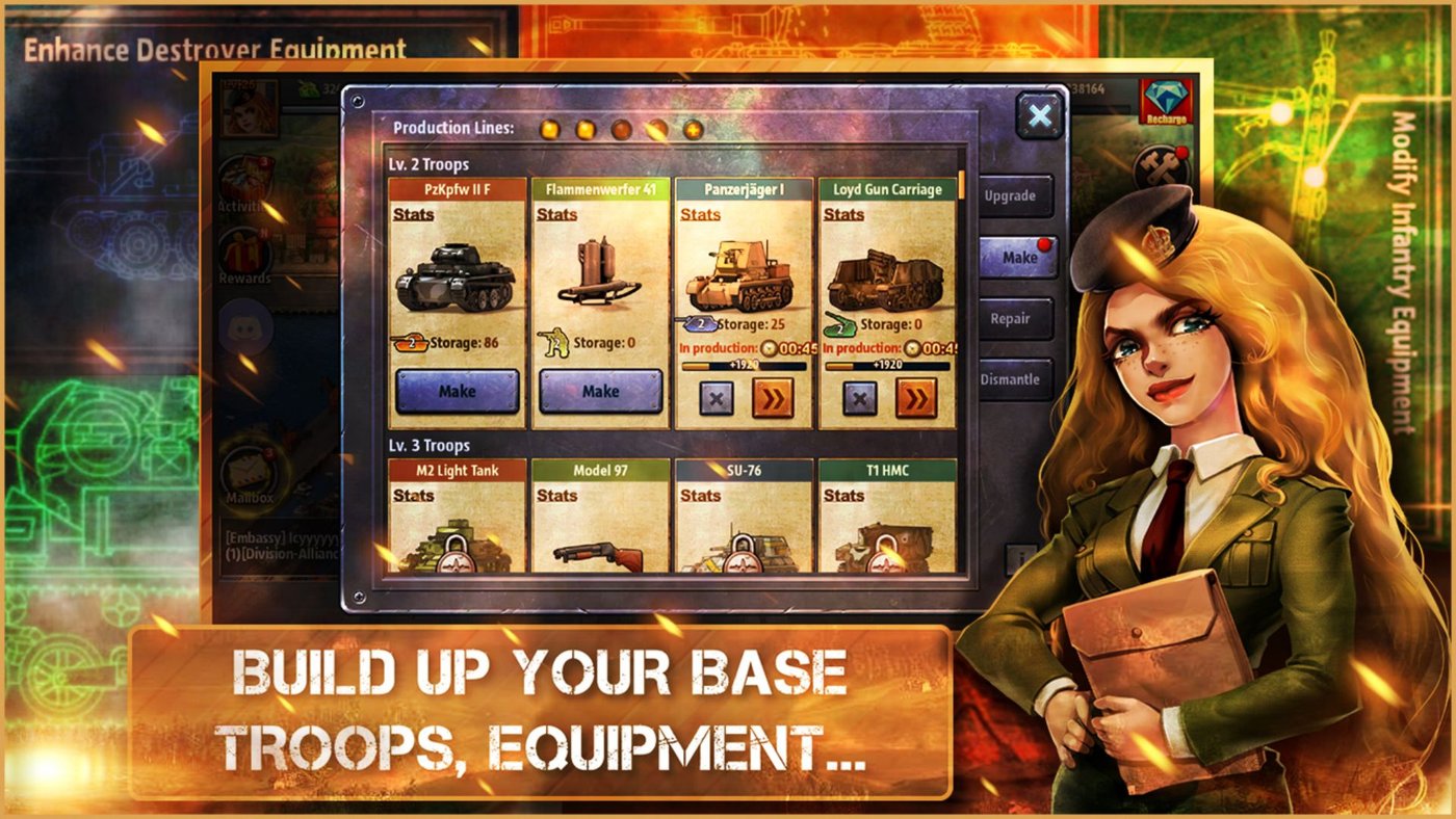World at Risk screenshot &mdash; troop and equipment production lines
