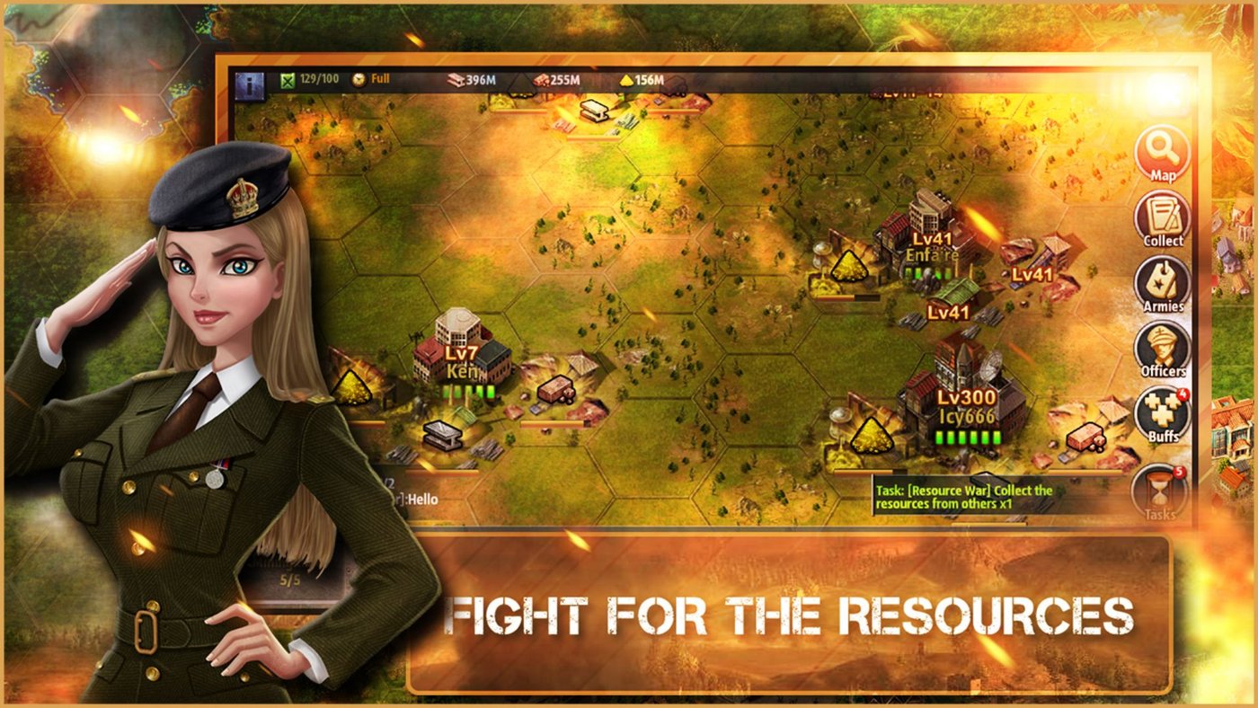 World at Risk screenshot &mdash; fighting for resources on the hex map